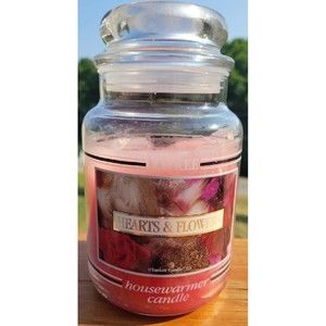 Yankee Candle Hearts & Flowers Black Band White Label 22 Oz Jar Retired RARE